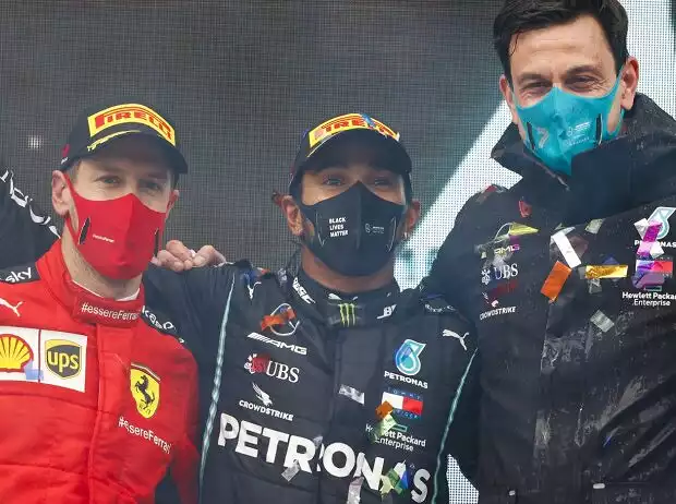 Sebastian Vettel, Lewis Hamilton, Toto Wolff, Sergio Perez Titel-Bild zur News: Sebastian Vettel, Lewis Hamilton, Toto Wolff, Sergio Perez