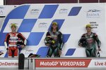 Darryn Binder (Petronas Sprinta), Izan Guevara (Aspar) und John McPhee (Petronas Sprinta) 