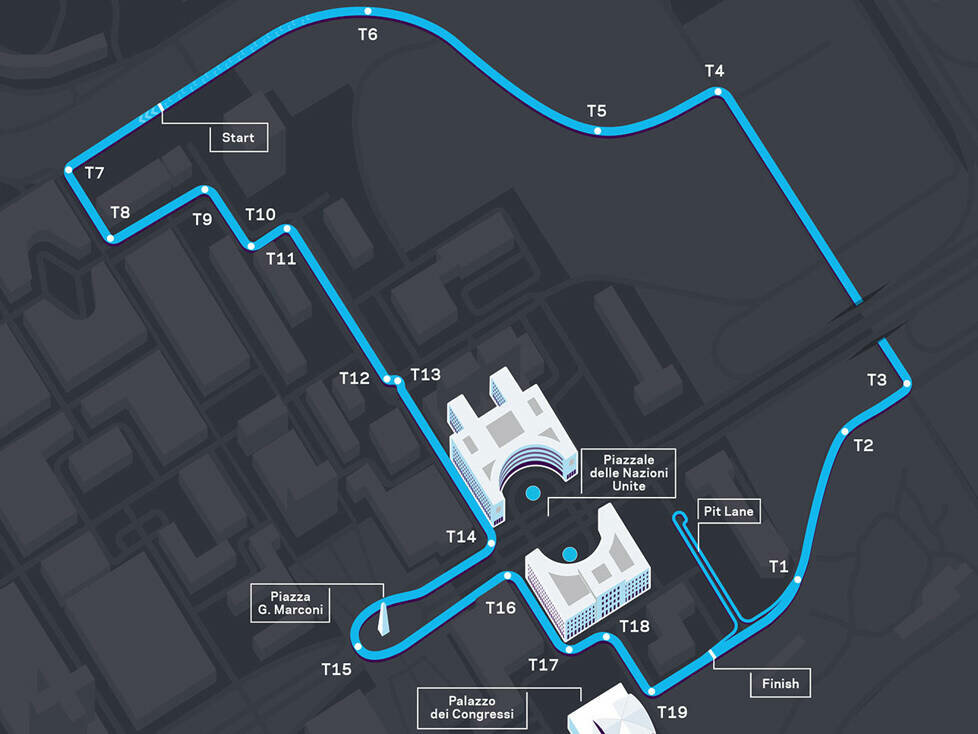 Streckenlayout für den E-Prix Rom 2021