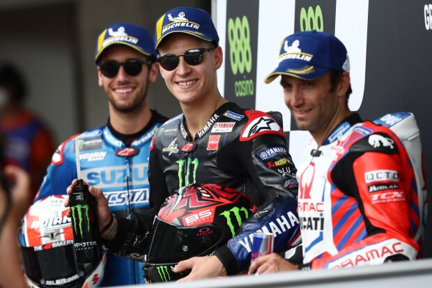 Fabio Quartararo Alex Rins Johann Zarco ~Fabio Quartararo (Yamaha), Alex Rins (Suzuki) und Johann Zarco (Pramac) ~ Fabio Quartararo Alex Rins Johann Zarco ~Fabio Quartararo (Yamaha), Alex Rins (Suzuki) und Johann Zarco (Pramac) ~
