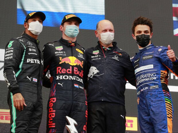 Titel-Bild zur News: Lewis Hamilton, Max Verstappen, Lando Norris