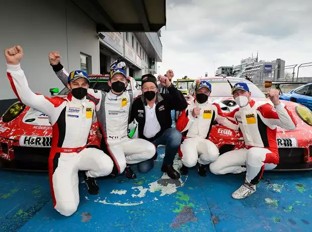 Earl Bamber, Mathieu Jaminet, Patrick Pilet, Maxime Martin Titel-Bild zur News: Earl Bamber, Mathieu Jaminet, Patrick Pilet, Maxime Martin