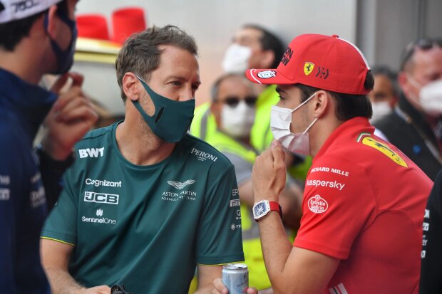 Sebastian Vettel Charles Leclerc Ferrari Ferrari F1Aston Martin Aston Martin F1 ~Sebastian Vettel (Aston Martin) und Charles Leclerc (Ferrari) ~ 