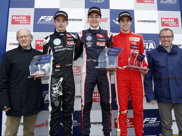 Charles Leclerc, George Russell, Lance Stroll, Stefano Domenicali