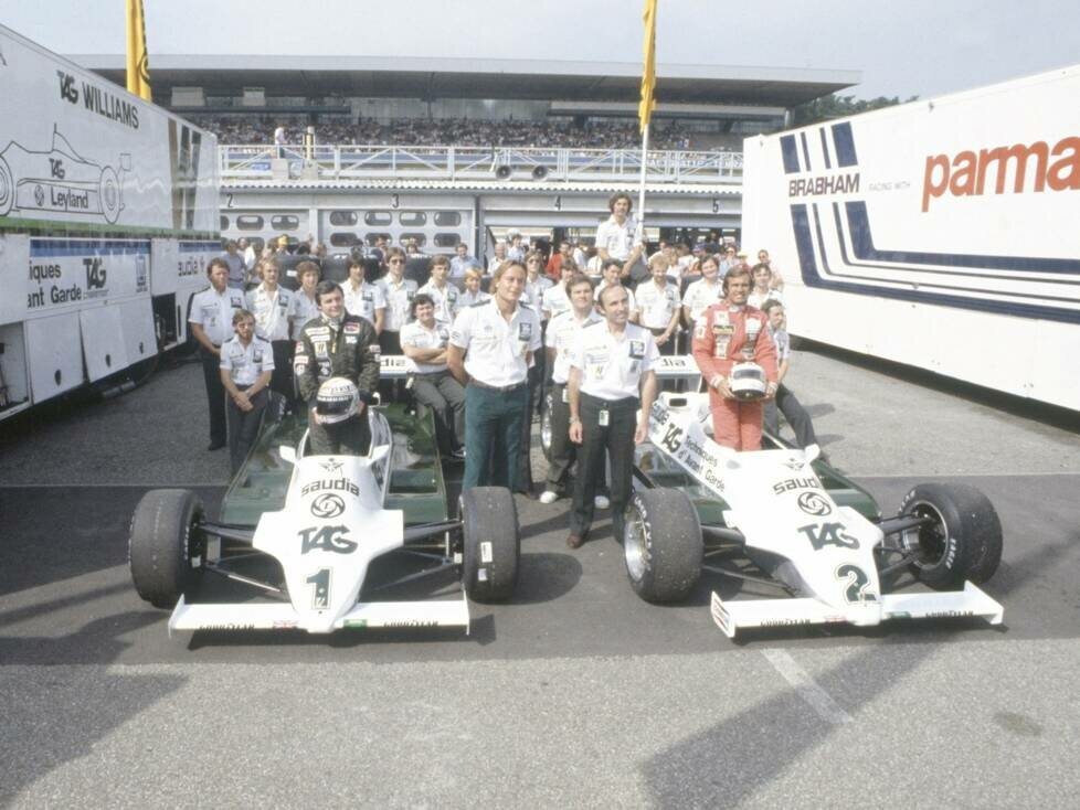 Carlos Reutemann, Karim Ojjeh, Frank Williams, Patrick Head