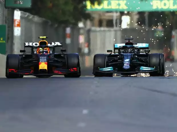 Titel-Bild zur News: Sergio Perez, Lewis Hamilton
