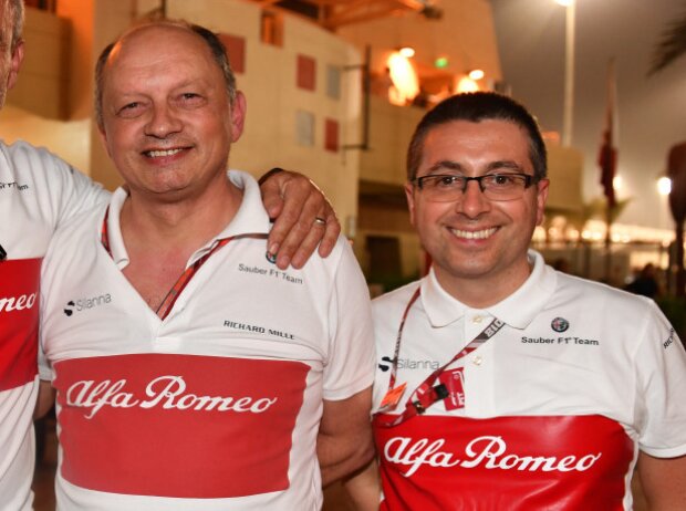 Titel-Bild zur News: Beat Zehnder, Frederic Vasseur und Luca Furbatto von Alfa Romeo