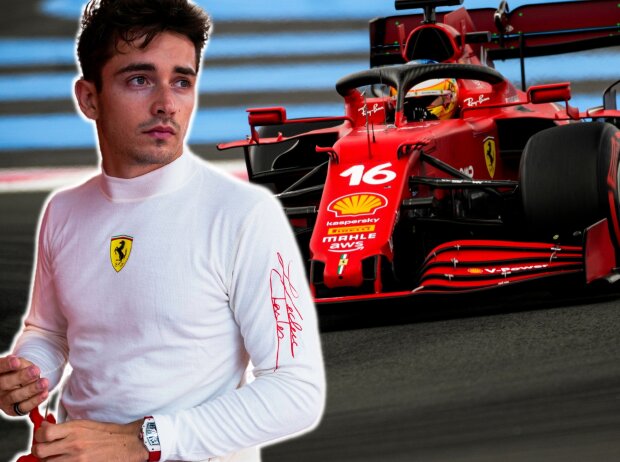 Charles Leclerc (Ferrari) beim Grand Prix von Frankreich in Le Castellet (Circuit Paul Ricard) 2021 (Fotomontage)