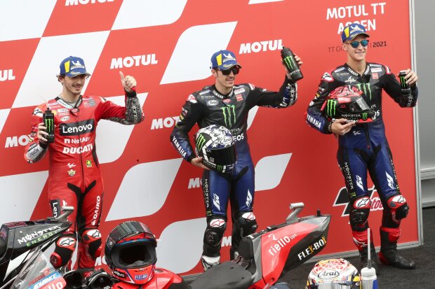 Maverick Vinales Fabio Quartararo Francesco Bagnaia Ducati Ducati Superbike ~Maverick Vinales (Yamaha), Fabio Quartararo (Yamaha) und Francesco Bagnaia (Ducati) ~ 