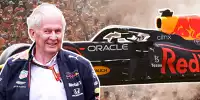 Helmut Marko und Max Verstappen beim Grand Prix von Österreich auf dem Red-Bull-Ring in Spielberg 2021 vor der "Orange Army" (Fotomontage)