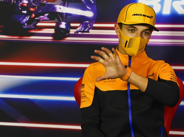 Titel-Bild zur News: Lando Norris (McLaren) auf der Pressekonferenz zum Großen Preis von Großbritannien in Silverstone