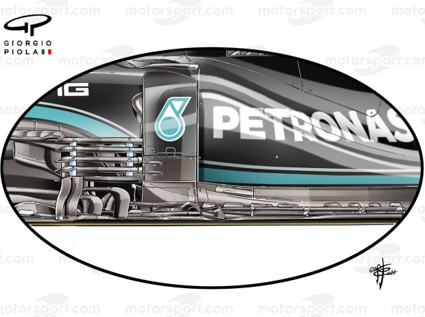 Titel-Bild zur News: Grafische Darstellung des Mercedes-Upgrades im Unterboden-Bereich beim Formel-1-Rennen in Silverstone (Großbritannien)
