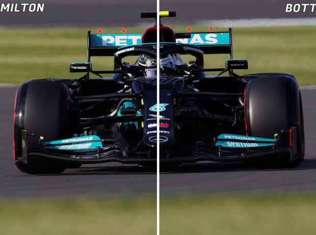Die Mercedes-Heckflügel von Lewis Hamilton und Valtteri Bottas beim Formel-1-Rennen in Silverstone im Vergleich