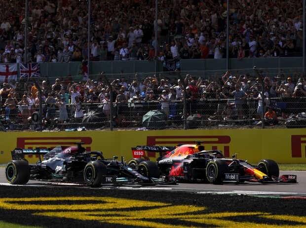 Titel-Bild zur News: Max Verstappen, Lewis Hamilton, Charles Leclerc