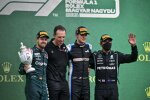 Michael Rossi, Sebastian Vettel (Aston Martin), Esteban Ocon (Alpine) und Lewis Hamilton (Mercedes) 