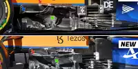Windabweiser am McLaren-Mercedes MCL35M der Formel 1 2021 vor und nach dem Update beim Grand Prix von Ungarn in Budapest