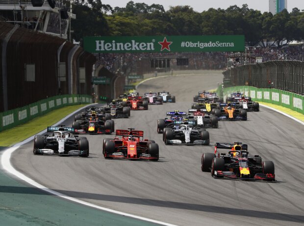 Titel-Bild zur News: Max Verstappen, Lewis Hamilton, Sebastian Vettel