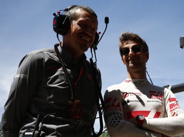 Titel-Bild zur News: Haas-Teamchef Günther Steiner und Romain Grosjean in Kanada