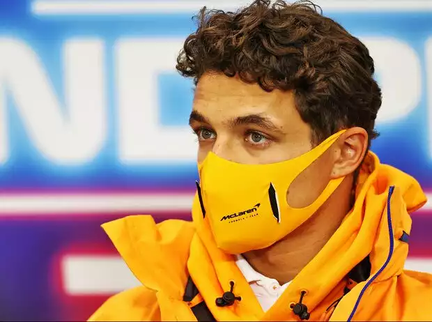 Titel-Bild zur News: Lando Norris (McLaren) in der Pressekonferenz vor dem Formel-1-Rennen von Spa-Francorchamps in Belgien