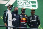 George Russell (Williams), Max Verstappen (Red Bull) und Lewis Hamilton (Mercedes) 