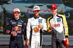 Liam Lawson (AF-Corse-Ferrari), Marco Wittmann (Walkenhorst-BMW) und Sheldon van der Linde (Rowe-BMW) 