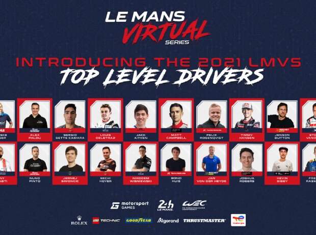 Auszug aus Fahrerliste für "Le Mans Virtual Series" 2021/22, die E-Sport-Langstreckenserie
