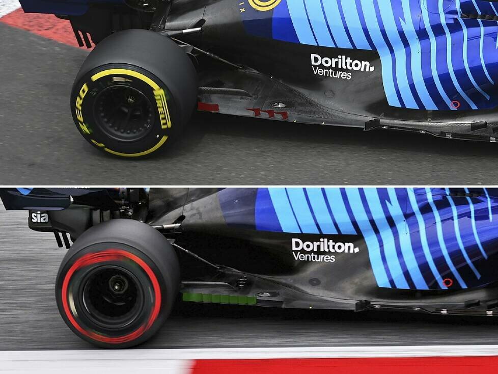 Unterboden-Vergleich am Williams FW43 in der Formel-1-Saison 2021