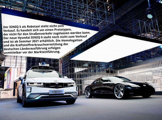 Robotaxi auf Basis des Hyundai IONIQ 5 und Konzeptfahrzeug Hyundai IONIQ Prophecy