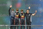 Lewis Hamilton (Mercedes), Max Verstappen (Red Bull) und Sergio Perez (Red Bull) 