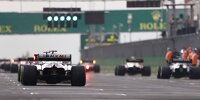 Nikita Masepin (Haas) reiht sich am Start zum Formel-1-Rennen in Ungarn 2021 hinten ein