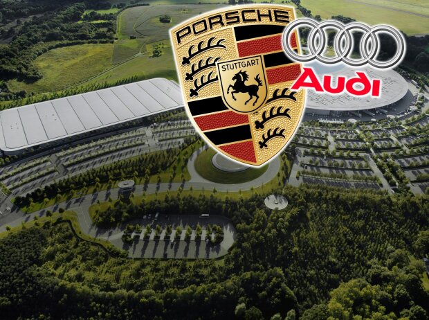 Titel-Bild zur News: McLaren-Fabrik in Woking, Logos von Porsche und Audi
