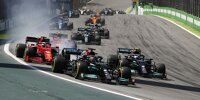 Startphase beim Formel-1-Rennen in Brasilien 2021 mit Lewis Hamilton und Valtteri Bottas vor Charles Leclerc