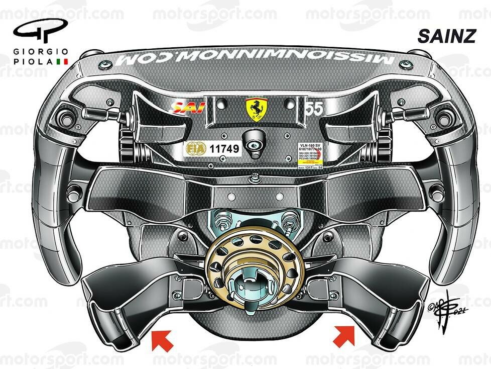 Ferrari-Lenkrad von Carlos Sainz in der Formel 1 2021 in der Rückansicht