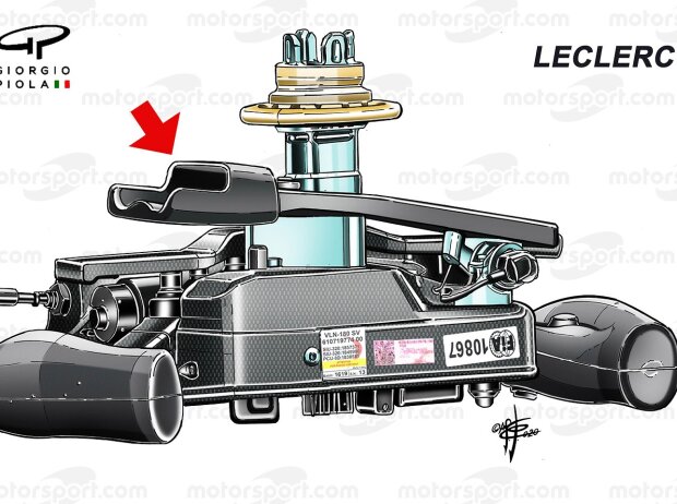 Ferrari-Lenkrad von Charles Leclerc in der Formel-1-Saison 2020 in der Rückansicht