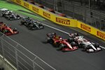 Antonio Giovinazzi (Alfa Romeo), Charles Leclerc (Ferrari), Sebastian Vettel (Aston Martin) und Carlos Sainz (Ferrari) 