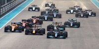 Der Start zum Formel-1-Finale 2021 in Abu Dhabi mit Max Verstappen und Lewis Hamilton ganz vorne