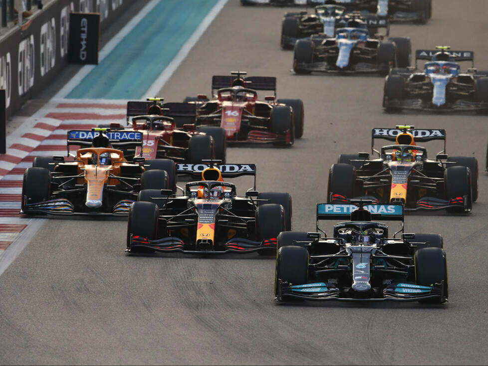 Lewis Hamilton, Max Verstappen, Sergio Perez, Lando Norris