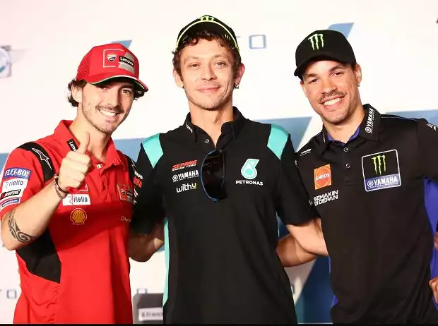 Titel-Bild zur News: Francesco Bagnaia, Franco Morbidelli, Valentino Rossi