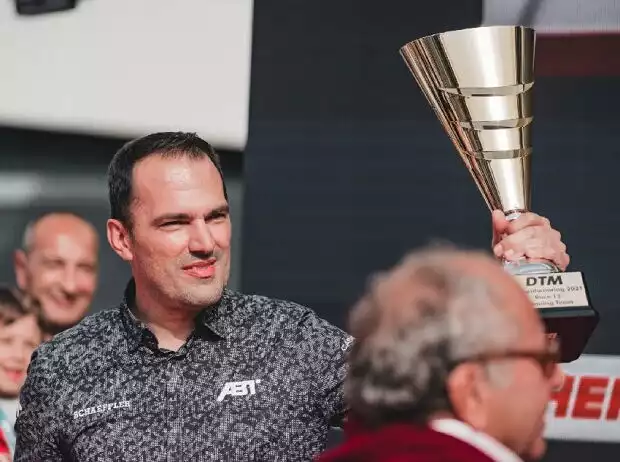 Titel-Bild zur News: Abt-Technikchef Florian Modlinger nach Kelvin van der Lindes DTM-Sieg in Hockenheim 2021