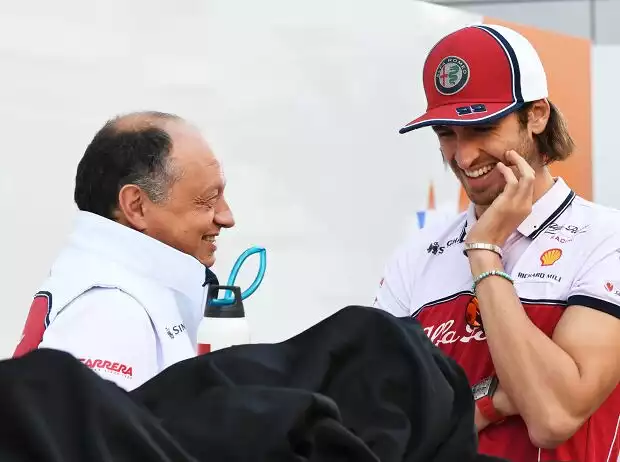 Alfa-Romeo-Teamchef Frederic Vasseur und Antonio Giovinazzi Titel-Bild zur News: Alfa-Romeo-Teamchef Frederic Vasseur und Antonio Giovinazzi