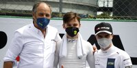 Gerhard Berger (hier mir Esteban Muth und Lucas Auer) mit Maske: Corona schadet der DTM