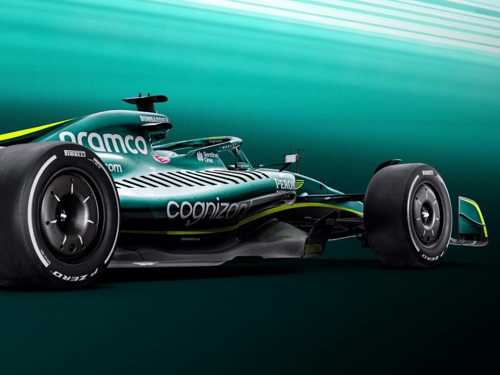 Seitenansicht des Aston Martin AMR22 mit dem Unterboden