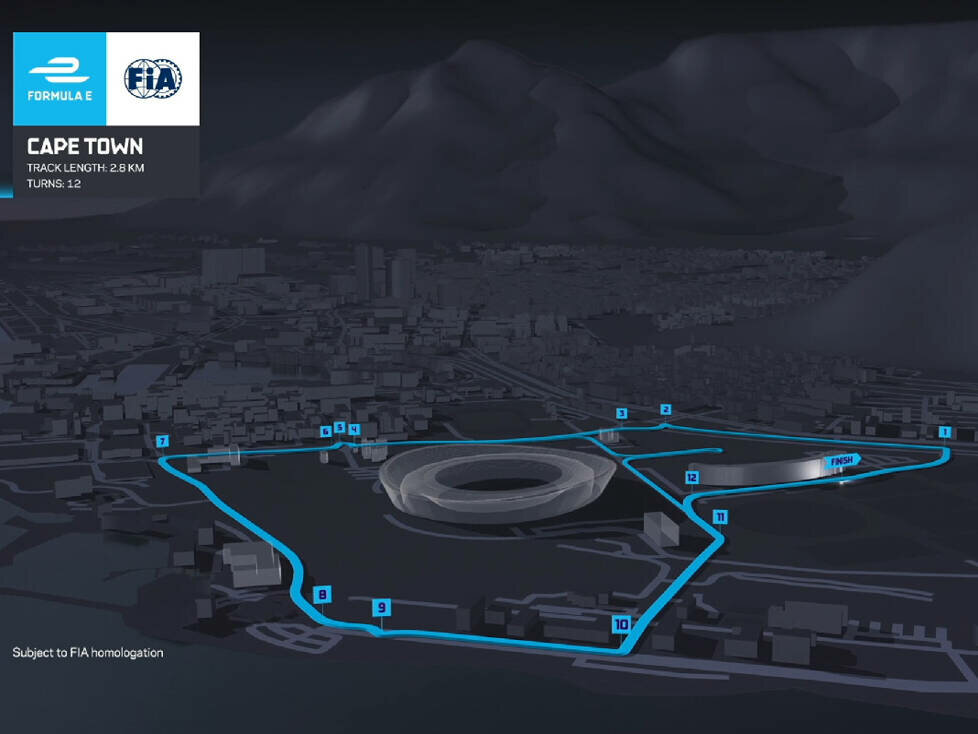 Das Layout des Formel-E-Kurses in Kapstadt