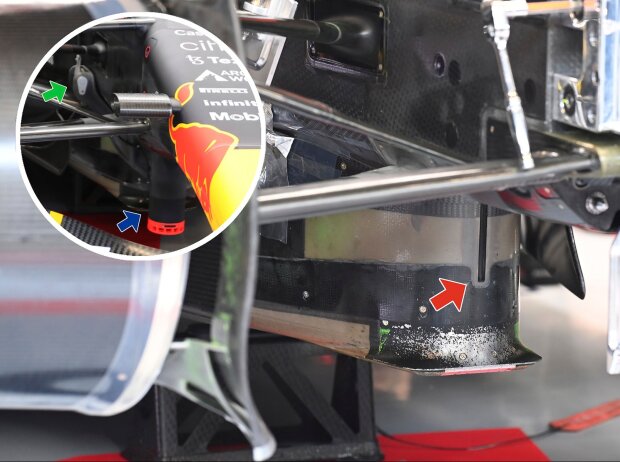 Der Splitter am Red Bull RB18 mit dem deutlich sichtbaren Einschnitt vorne