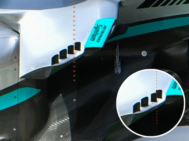 Die Spiegelstreben am Mercedes W13 Die Spiegelstreben am Mercedes W13