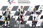 Somkiat Chantra (Honda Team Asia), Celestino Vietti (VR46) und Aron Canet (Pons) 