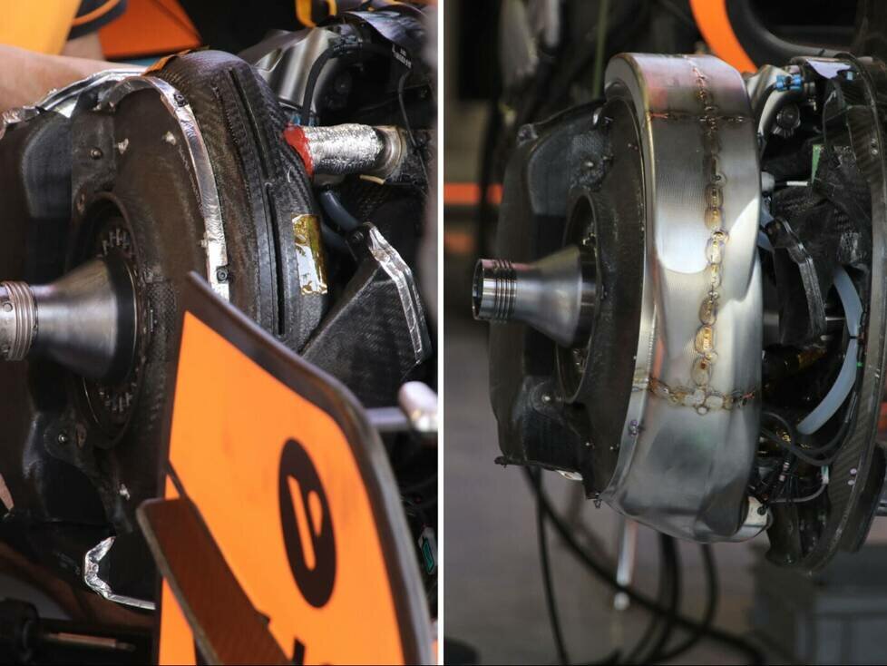 Vergleich der Vorderrad-Bremsen am McLaren MCL36 aus der Formel-1-Saison 2022
