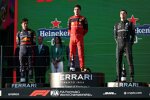 Sergio Perez (Red Bull), Charles Leclerc (Ferrari) und George Russell (Mercedes) 