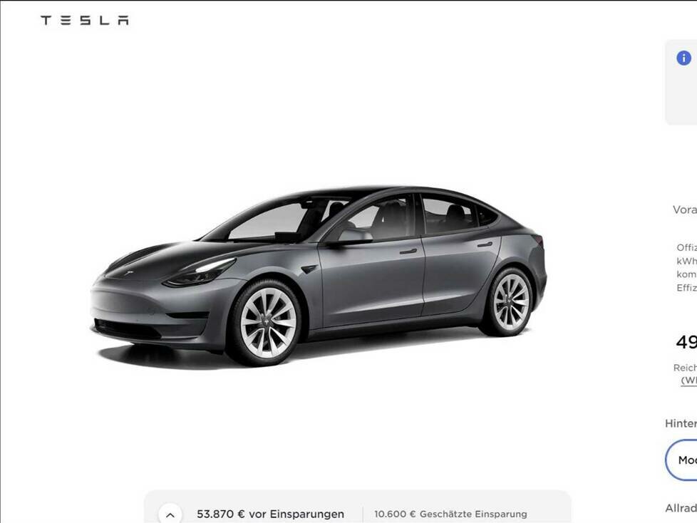 Tesla Model 3 (Konfigurator)