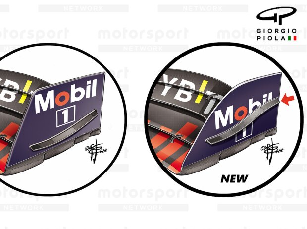 Vergleich: Frontflügel des Red Bull RB18, GP Austarlien (re.) und davor